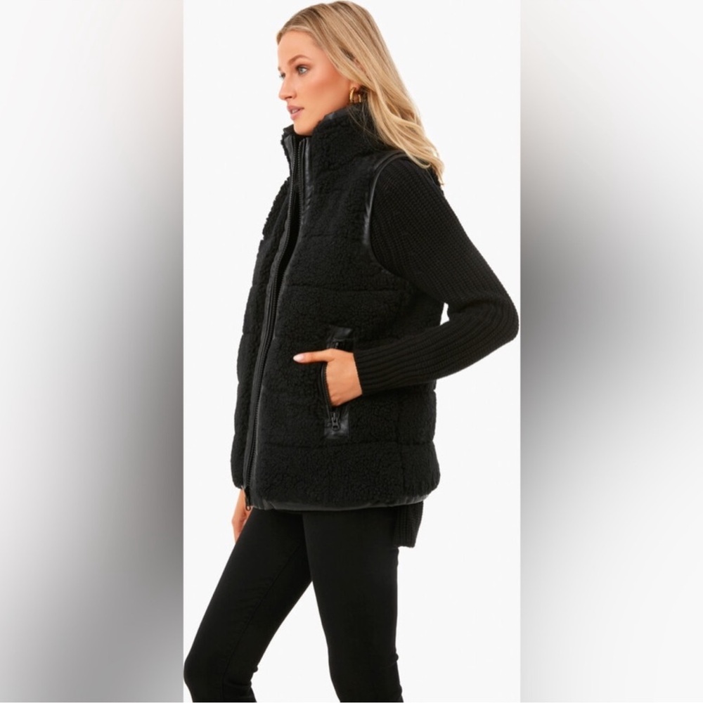 Tuckernuck Beckham reversible Black faux shearling and leather Vest - Picture 6 of 9